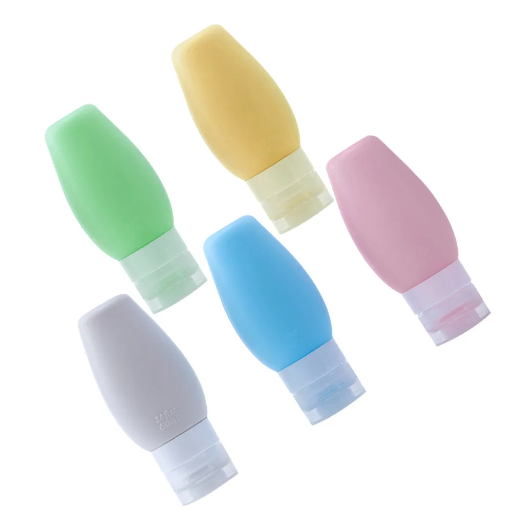 5pcs 90Ml Portable Silicone Travel Bottle Refillable Container For Lotion Cream Shampoo Dispenser Lightweight Essential