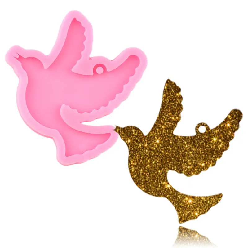 Shiny Glossy Pigeon Silicone Mold Birds Epoxy Resin Craft Keychain Molds DIY Handmade Necklace Charms Making Jewelry Mould