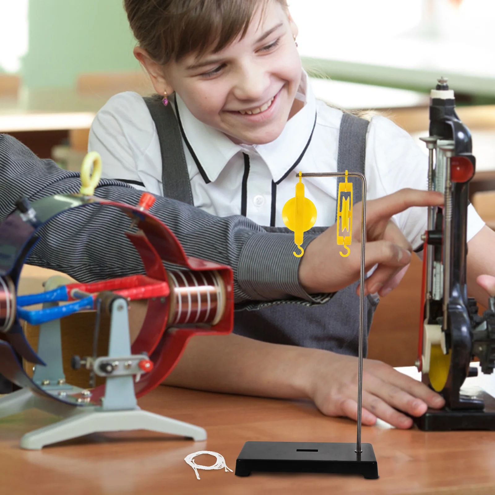 

1Set Pulley System Kit Physics Teaching Tools for Mechanics Student Experiment Pulley Block and Bracket Set Science Learning