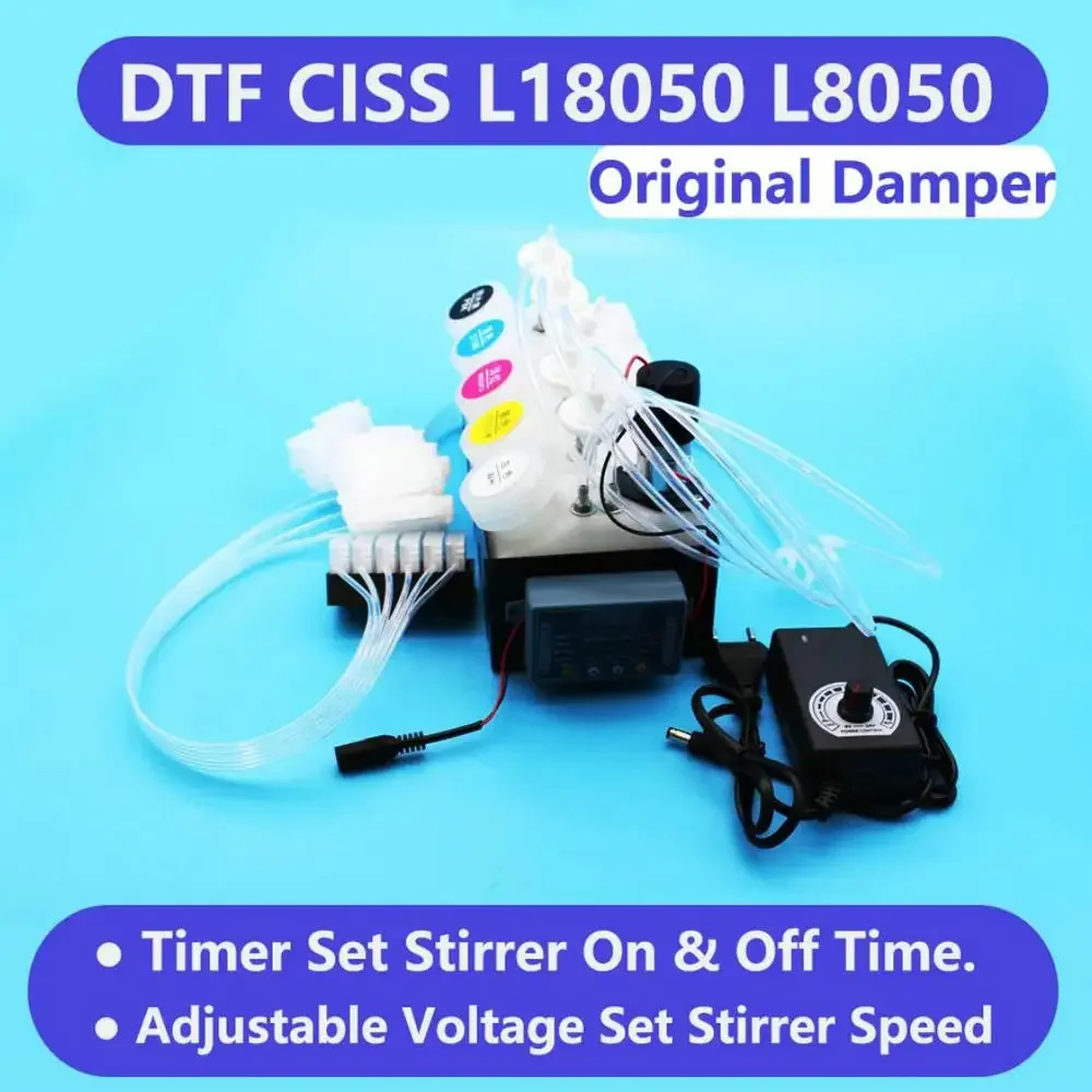 L18050 L8050 Bulk Ink System Ciss Dtf Kit For Epson L18058 L8050 White Ink Tank With Timer Stirrer Adjustable Speed Blender Tool