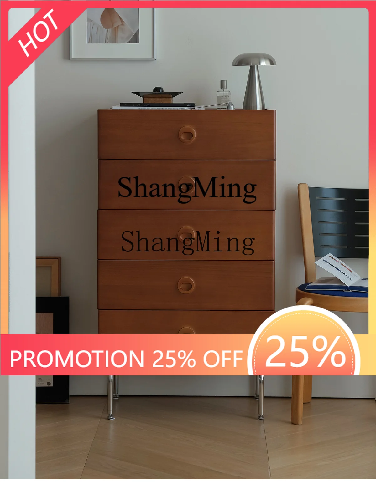 

FG Vintage Five-Drawer Cabinet Storage Bedroom Bedside Antique Drawer Solid Wood Storage Cabinet