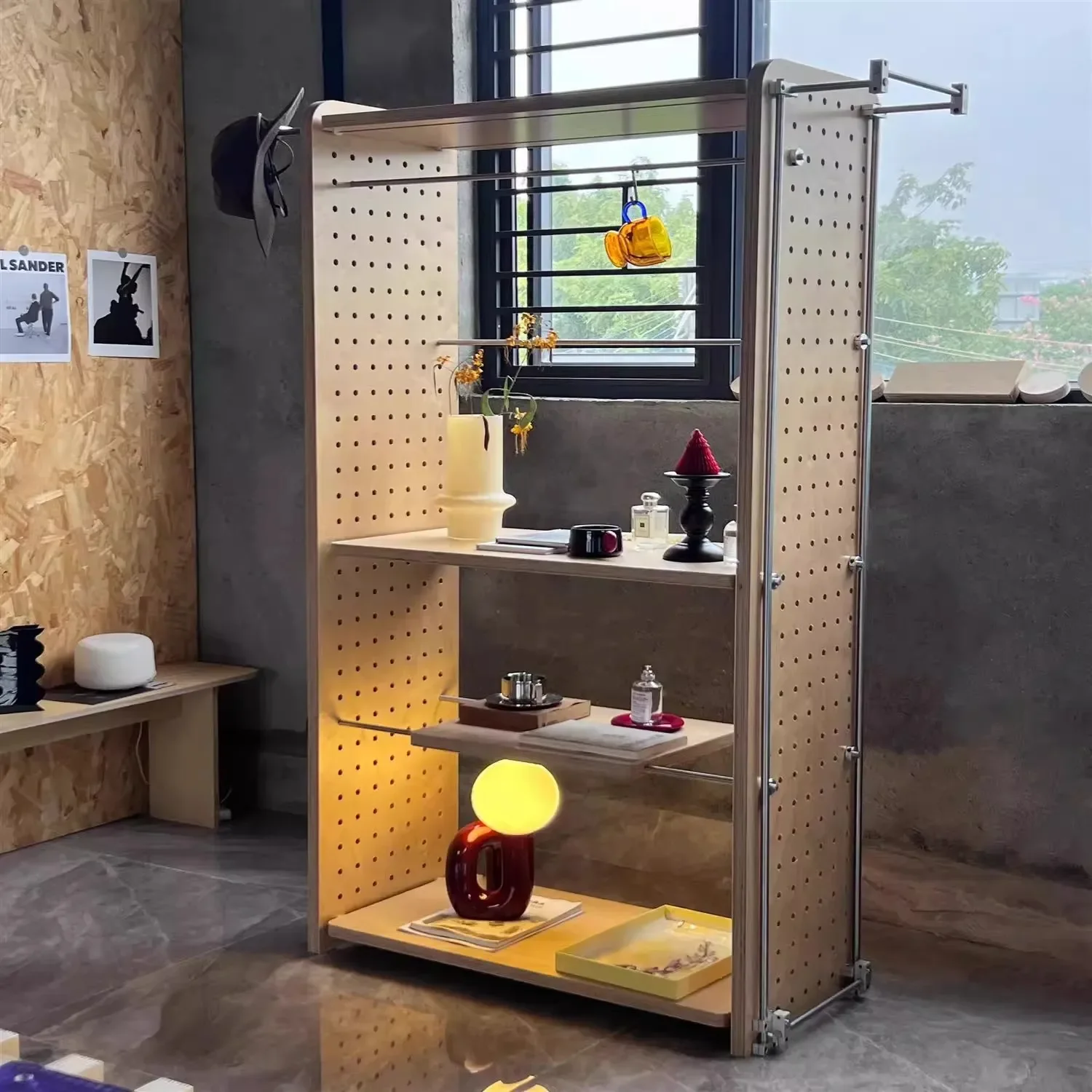 Multifunctional hole hole marine plate storage display case metal storage bookshelf