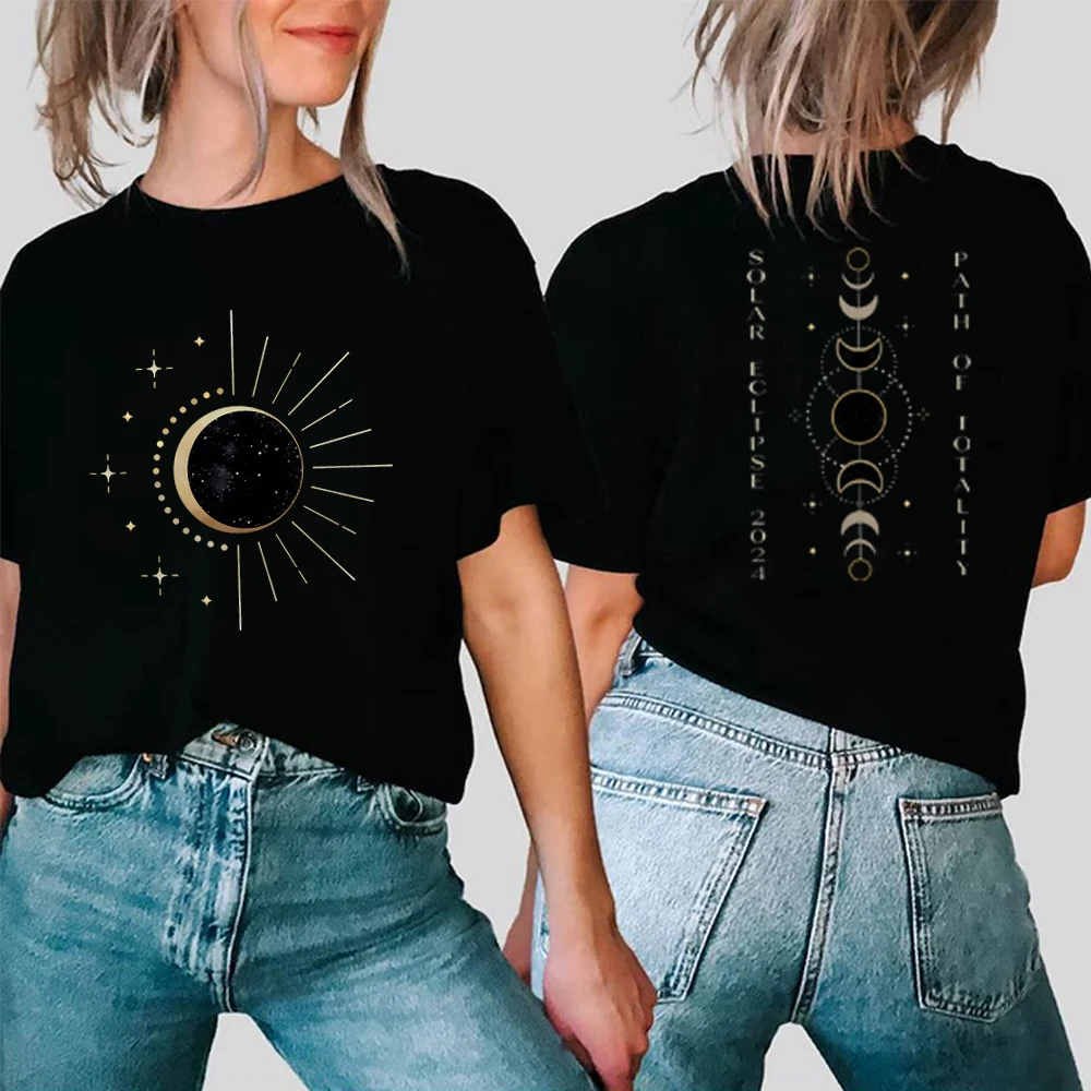 Camisa do Eclipse Solar Unisex, Camisas do Caminho da Totalidade, Contagem Regressiva para a Totalidade, Camisetas Celestiais, Astronomia Sun Top, Retro, Total