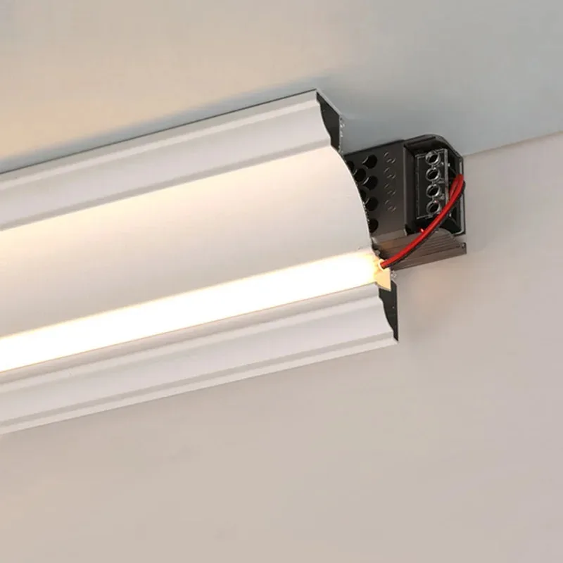 Free Ceiling Luminous Plaster Line Light 0.5M Aluminum Profile Top Corner Linear Lamp Indoor Wall Washing Hard Bar Strip Lights