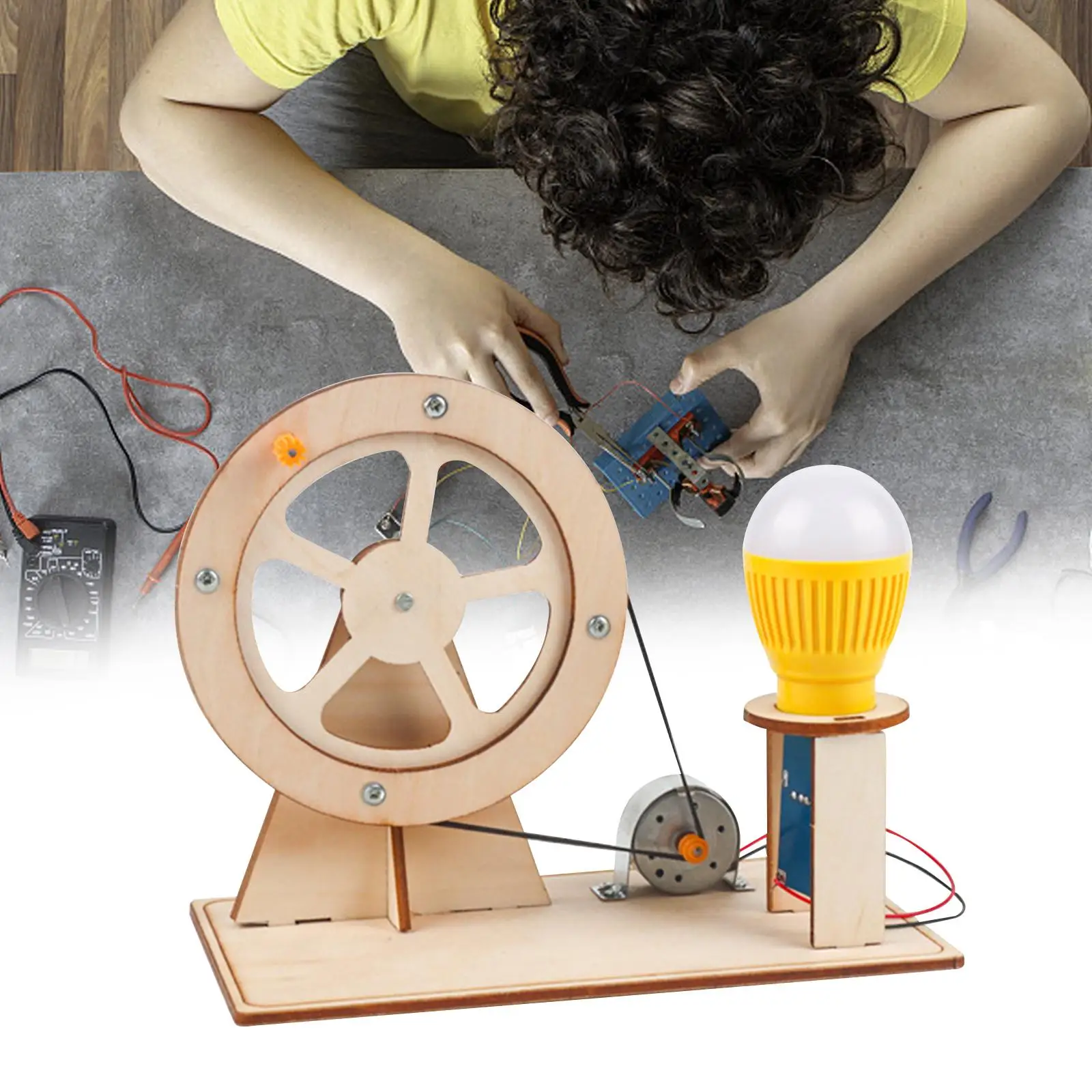 Wooden Hand Generator Physical Experiment Science Experiment for Beginners Kids 8+
