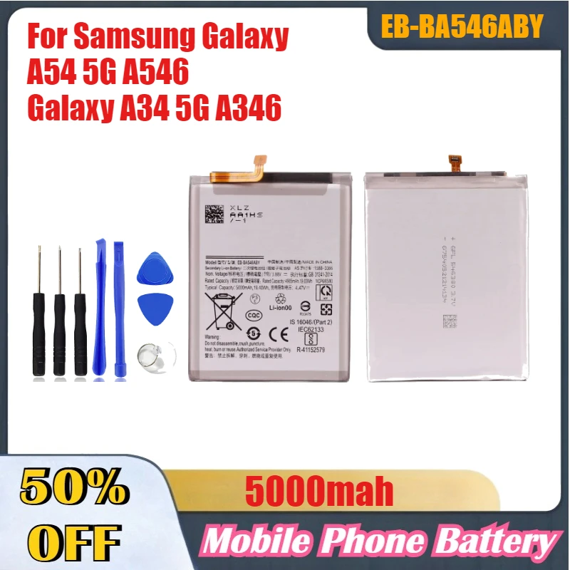 

5000mAh EB-BA546ABY Mobile Phone Batteries For Samsung Galaxy A54 5G A546/Galaxy A34 5G A346 Phone Batteries
