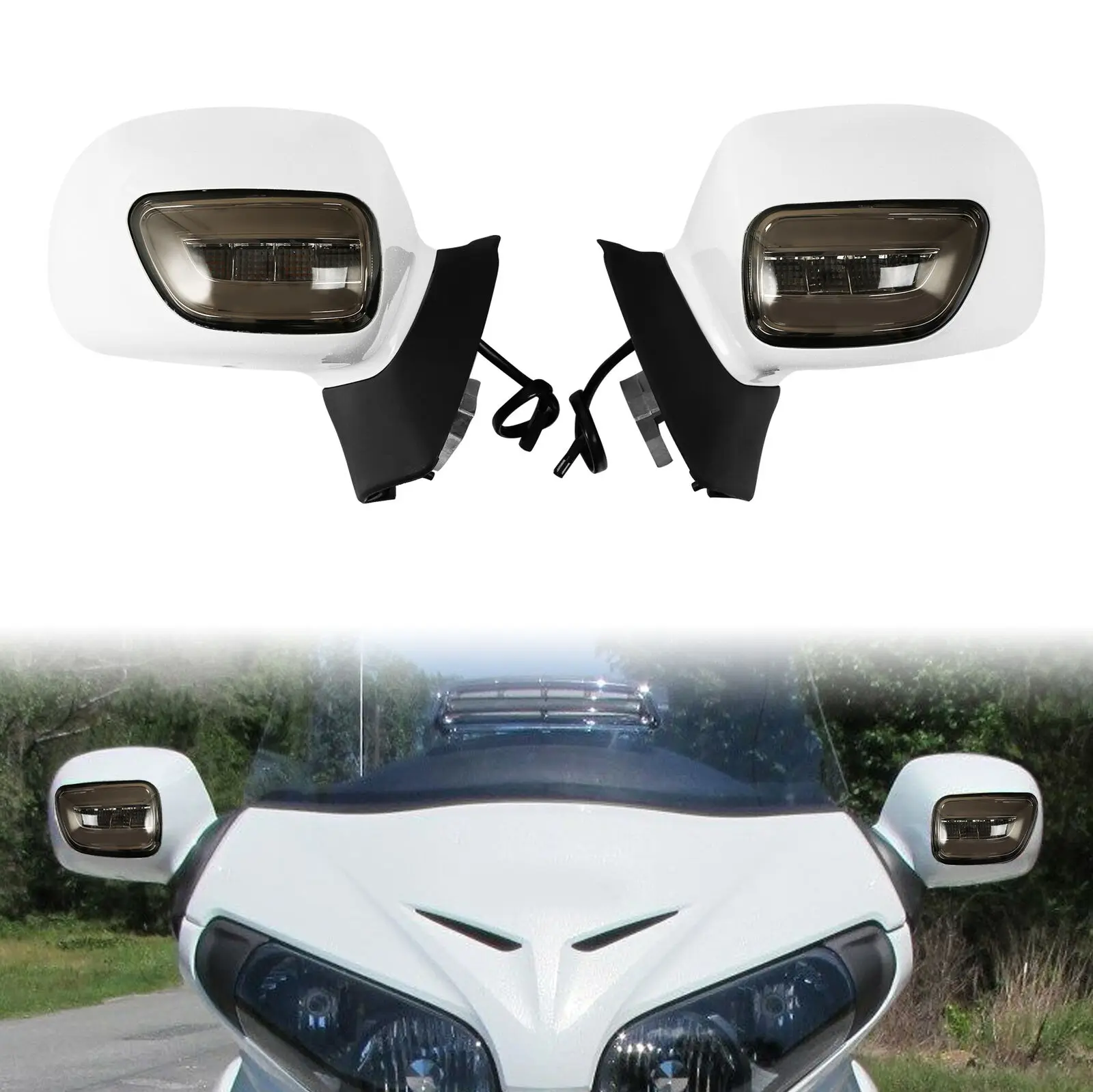 Rear View Mirror W/ LED Turn Signals For Honda Goldwing 1800 GL1800 2001-2017 2016 2015 2014 2013 2012 2011 2010 2009 Motorcycle