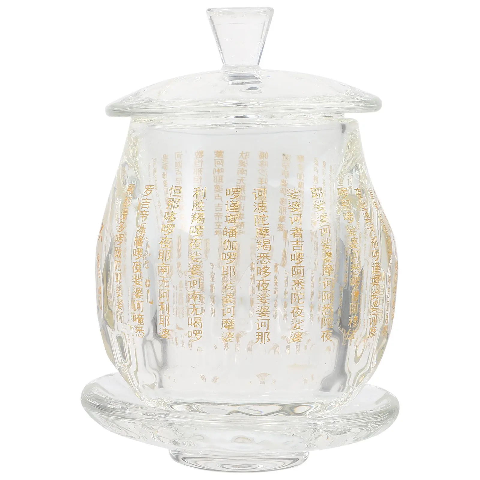 Temple Offering Cup Crystal Craft Water Container for Buddha Worship Home Decoration Fine Polished Round Design Tibetan