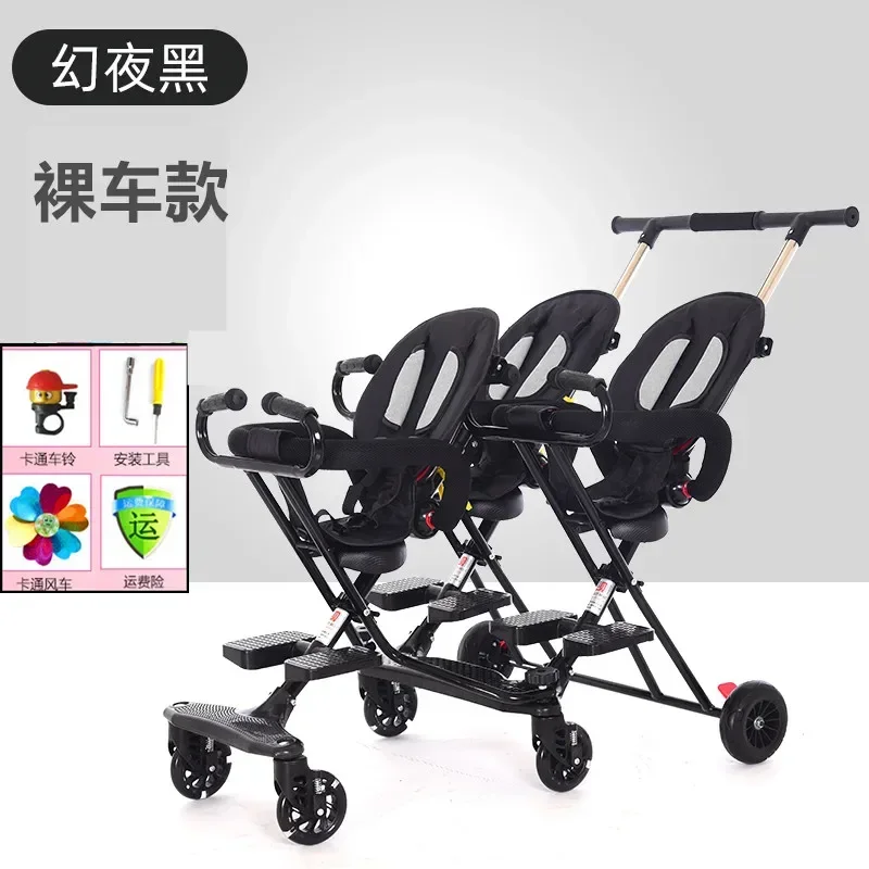 Triplet Baby Strolling Tool Triplet Baby Strolling Cart Baby Folding Can Sit Lie Down Stroll Cart - Children's Cart