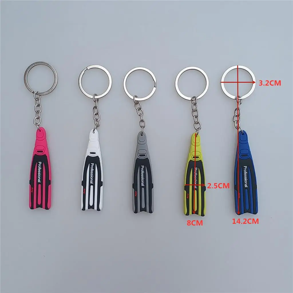 Diving Fin Key Chain Ocean Theme Scuba Dive Flipper Pendant Durable Key Ring Holder for Diver Accessories Enthusiast