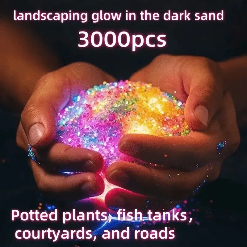 3000 Peças/Saco Areia Luminosa para Decoração de Jardim, Usada em Festas no Jardim, Decoração de Aquário, Mini Acessórios Reutilizáveis para Cenários Externos