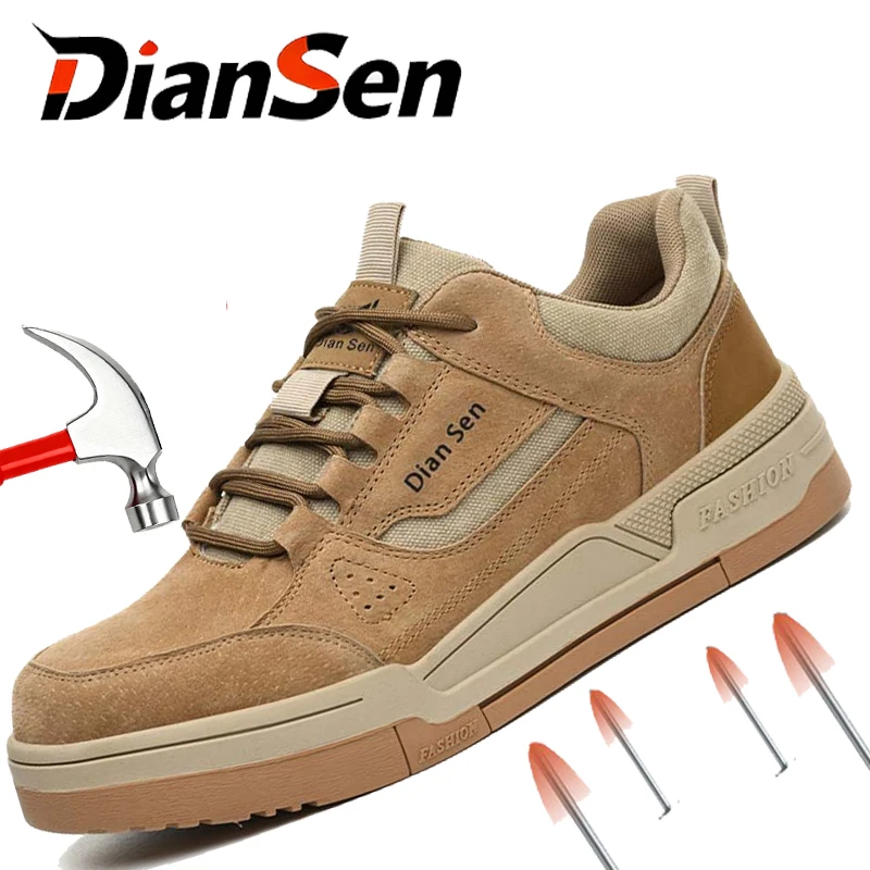 Mens Work Shoes Steel Toe Safety Boots Indestructible Anti-smash Shoes Mens Industrial Shoes Wear-resisting Light Hiking Sneaker