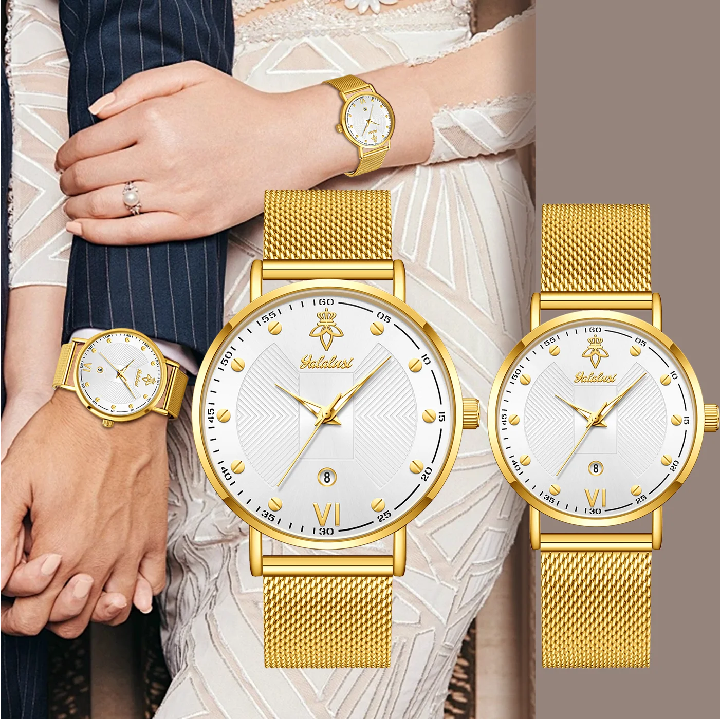 YaLaLuSi Stylish Large-Dial Watches for Men and Women: Minimalist Quartz Couple’s Watches for the Workplace Reloj