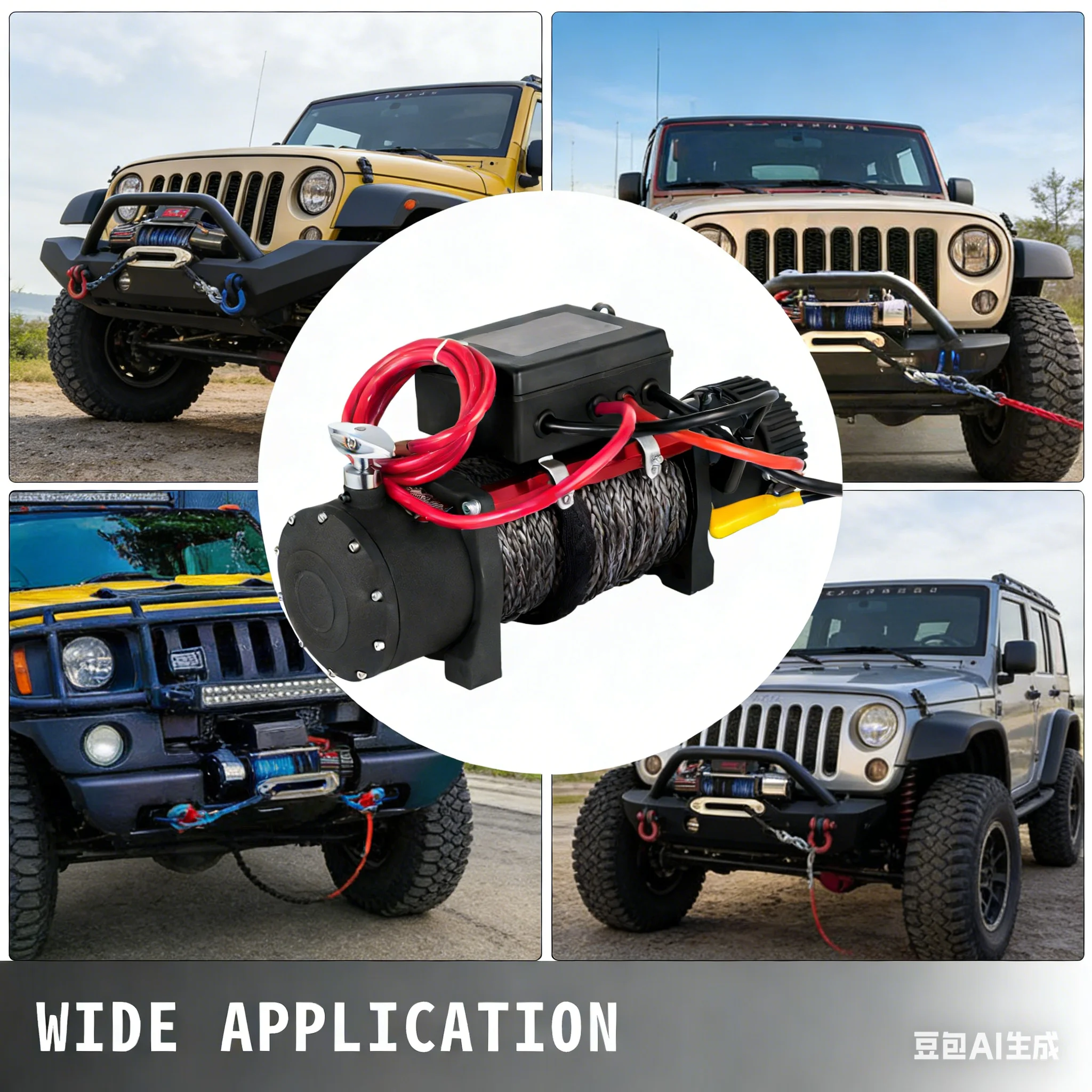 SIHAO 13500lbs Electric Winch 12V Steel Cable Winch with Remote Control for Off-road Vehicle Self-rescue