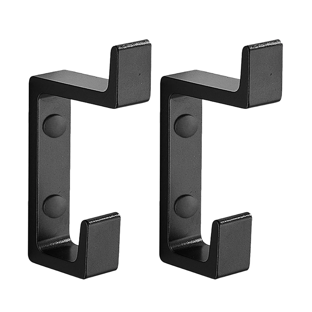 

2pcs Durable Wall Hooks Aluminum Bedroom Coat Hanger Black DoubleHooks SpaceSaving NoPunch NonRust StrongLoadBearing TowelHook