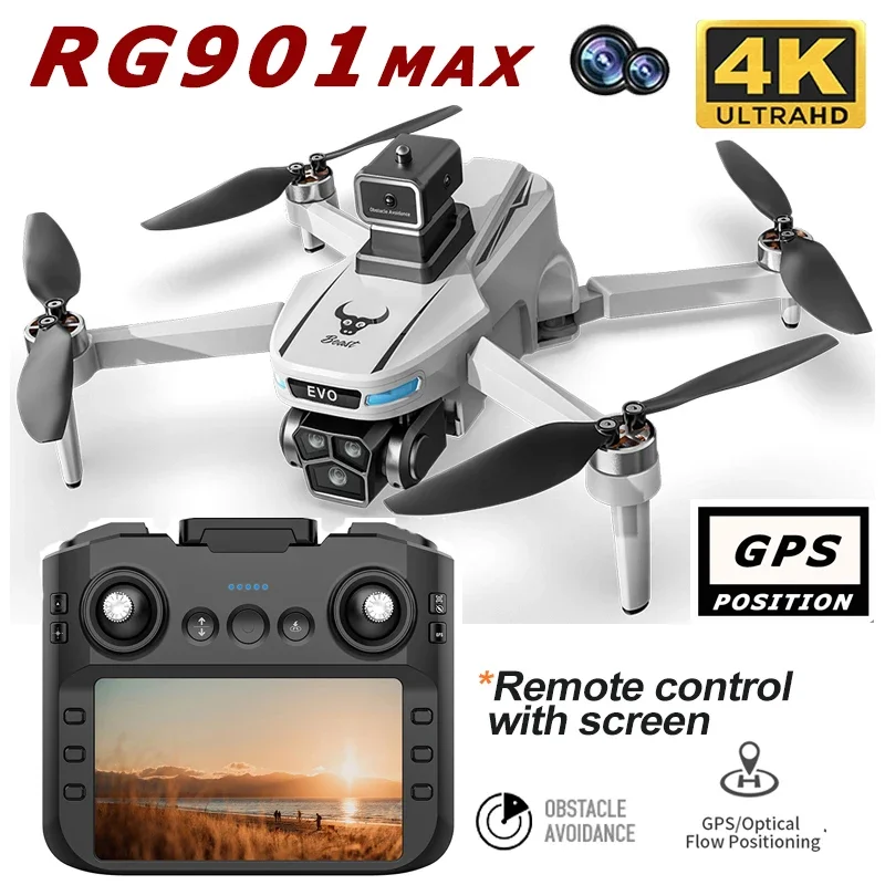 

SG901 MAX Дрон 8K Профессиональная двойная камера HD с экраном GPS 5G WIFI 360 ° Бесщеточный складной квадрокоптер для предотвращения препятствий
