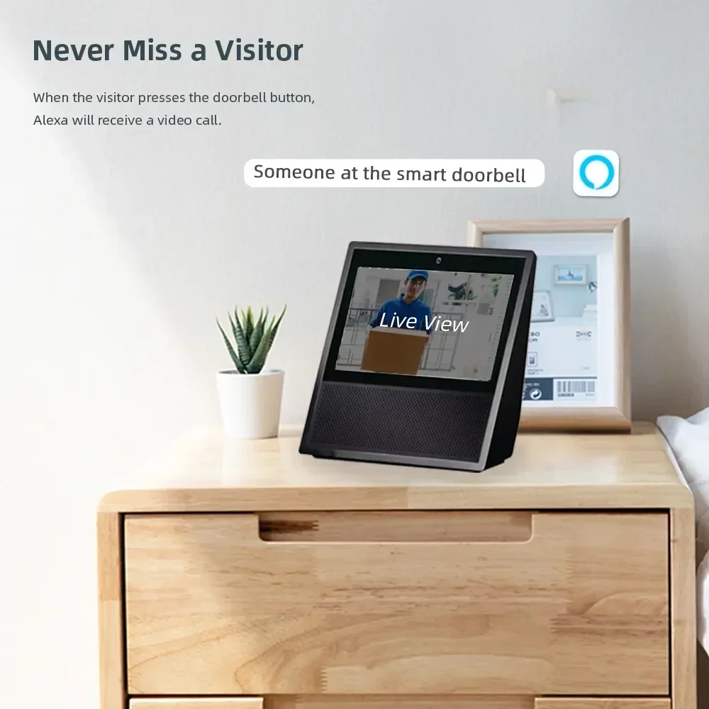 Tuya Smart Battery Video Doorbell Camera 1080P 170° 12-24V AC/DC Wired Door Bell Camera Two-Way Audio Works With Alexa Google