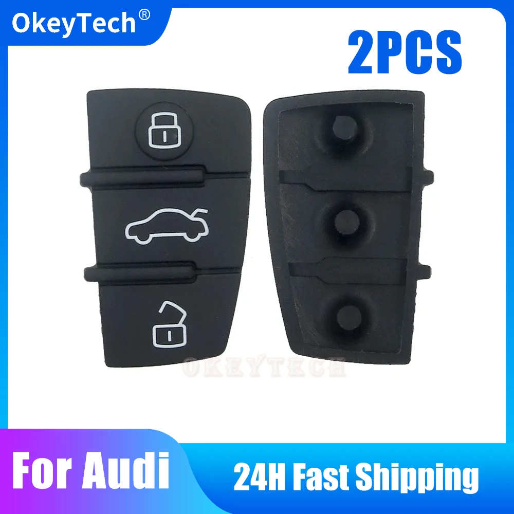 OkeyTech 3 Button Replacement Repair Skin Flip Folding Car Key Shell Case Rubber Pad For Audi A3 A4 A5 A6 A8 Q5 Q7 TT S LINE RS