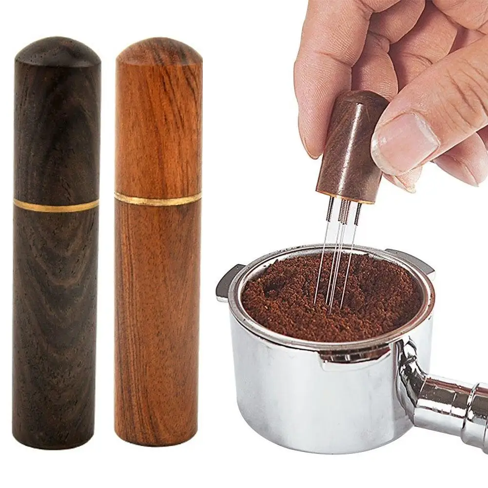 Tamper de Café em Aço Inoxidável com Cabo de Madeira, Distribuidor de Café Portátil, Nivelador, Acessório para Barista