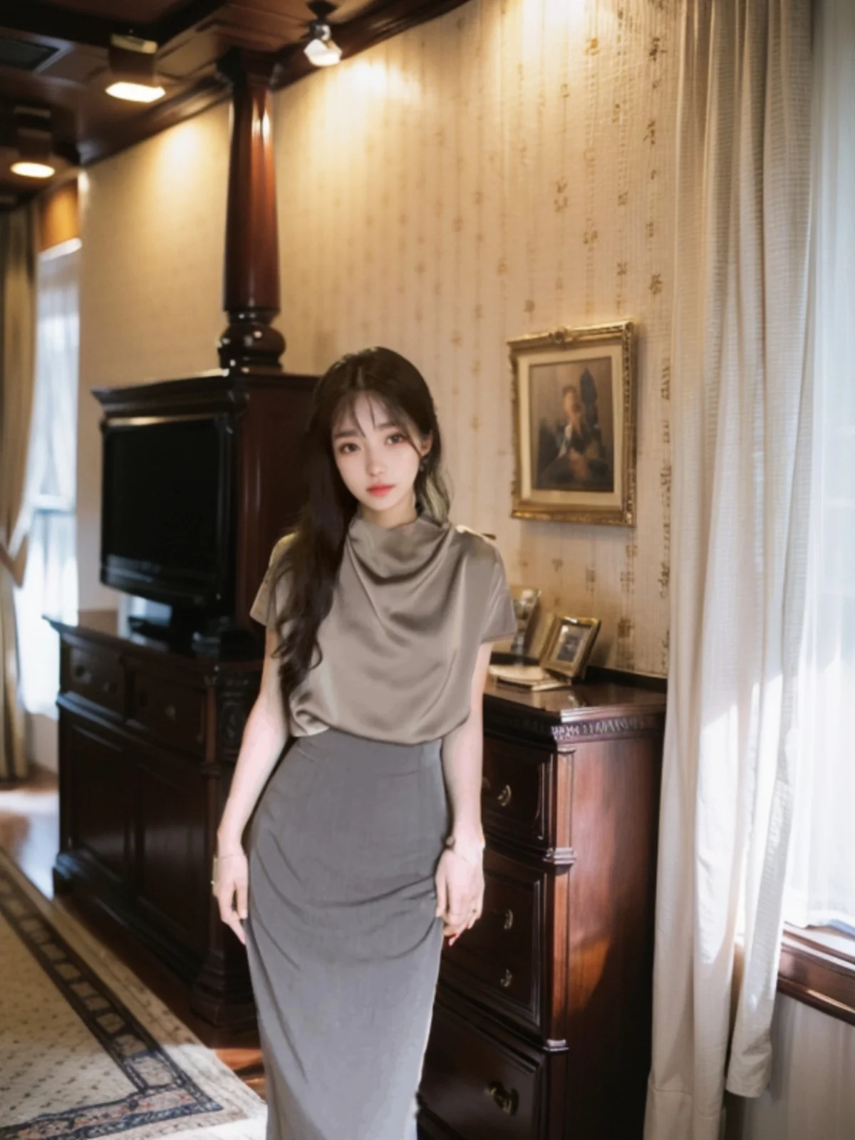 

Elegant Vintage Design Women's Top Sleeveless Summer Slimming Concealing Fashion Set Casual Chic Style Meat Covering Vest