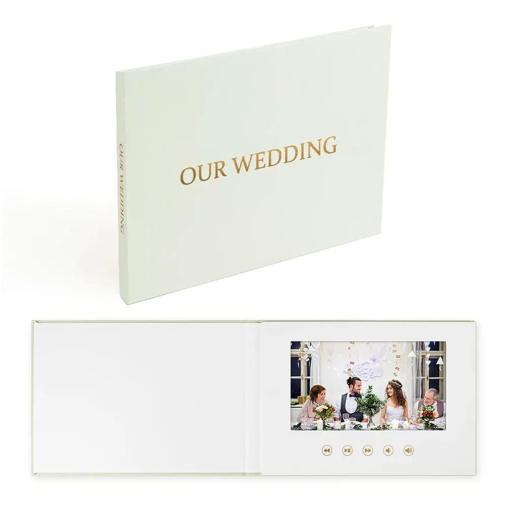 7 Inch Video Greeting Card Luxury Linen Bound Video Book Videos Album Up to 3 hours,IPS Display,4G of memory Rechargeable Batter