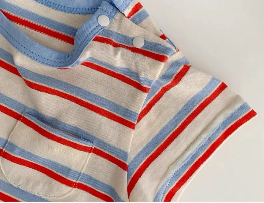 Strampler Kinder Sommer Neuer Stil Unisex Baumwolle Streifen Regenbogen Leicht Aktiv Weich Atmungsaktiv Mode Lässig Aktiv