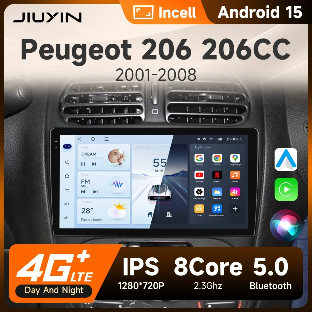 Android Car Radio Player for Peugeot 206 206CC 206SW 2000-2008 Car Stereo Multimedia Audio Wireless Carplay 9inch Headunit