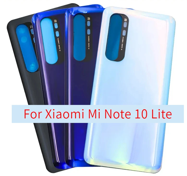 For Xiaomi Note 10 lite battery Back Cover 3D Glass Panel Rear Door Housing Case Adhesive