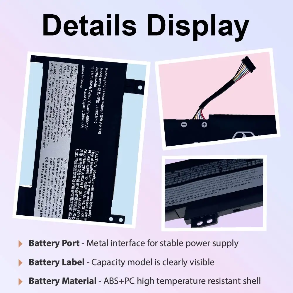 L20C3PF0 Laptop Batter Replacement for Lenovo for IdeaPad 3-14ALC6 3-14ITL6 3-15ITL6 3-15ALC6 3-17ALC6 3-17ITL6 Series