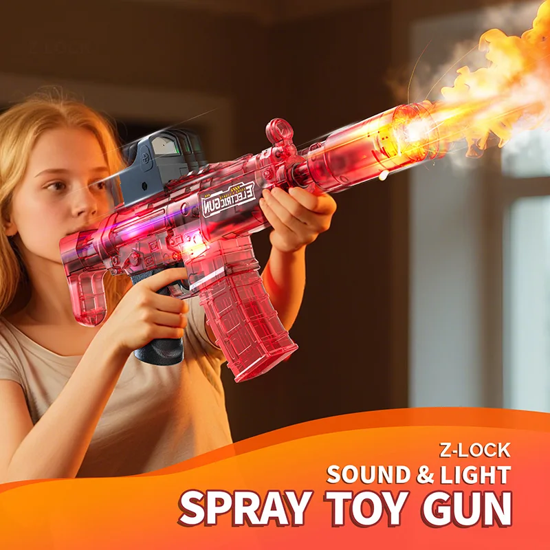 Juegos de disparos para niños, efecto de sonido simulado para fumar y luces Led, pistola eléctrica MP5, juguetes para niños, pistola con Sensor automático