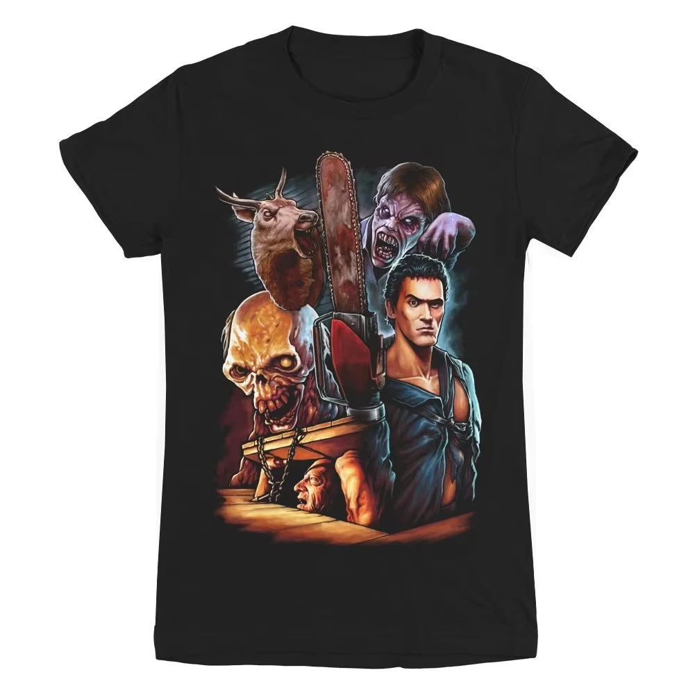 Evil Dead 2 T-Shirt für Herren, Ash Chainsaw Breakout, Horror-Grafik, kurzärmelig, übergroß, Streetwear, locker, übergroß, Unisex, kurz, weich – Detail 6