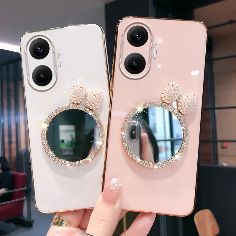 

for Xiaomi Poco F7 Pro Ultra 5G Case Luxury Mirror Bracket Glitter Holder Case For Xiaomi Poco F7 Ultra Pro Case Silicone Cover