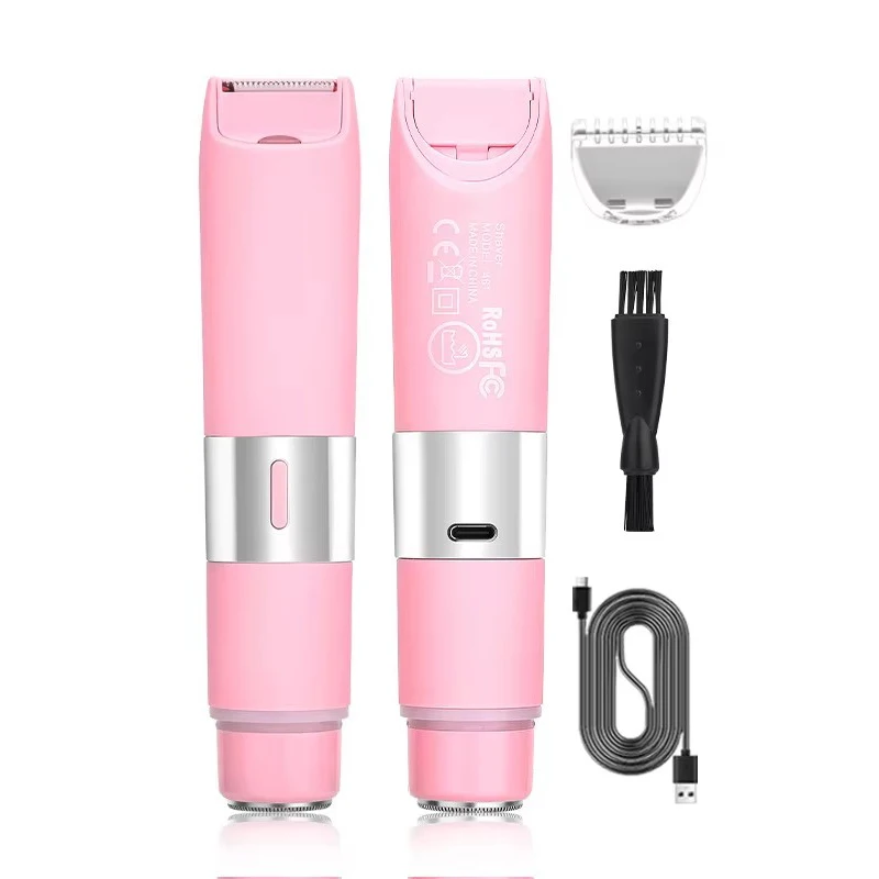 

Электрический триммер для бикини для женщин-2 в 1, электрическая женская машинка для безболезненного удаления волос, бритва, бритва для тела