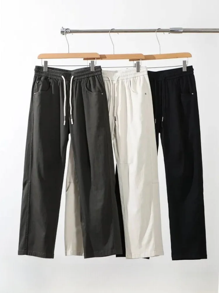 American Lazy Style! Curved Knife Cutting! Elastic Cotton! Spring Autumn New Men's Thin Elastic Casual Pants