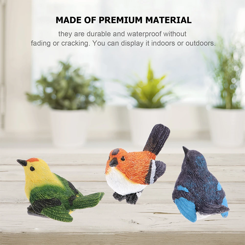 

6Pcs Simulation Animal Adornment Resin Bird Decorations Small Birds for Garden Balcony Yard Plant Pot Craft Decoration