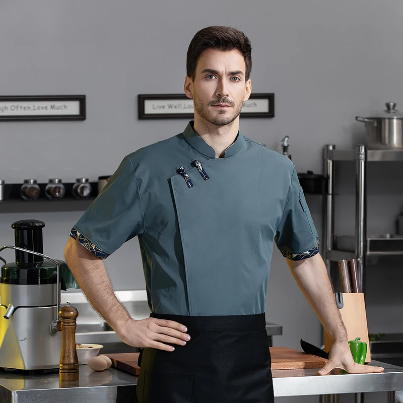 Men Professional Chef's Jacket Comfortable Stretch Restaurant Uniform Bakery Waiter Working Coats Delicate Kitchen Overalls