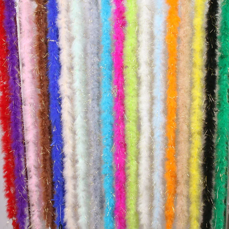 

White Turkey Feather Boa Fluffy Feathers with Gold Wire for Christmas Party Costume Decoration Gift Bouquet Wrapping DIY