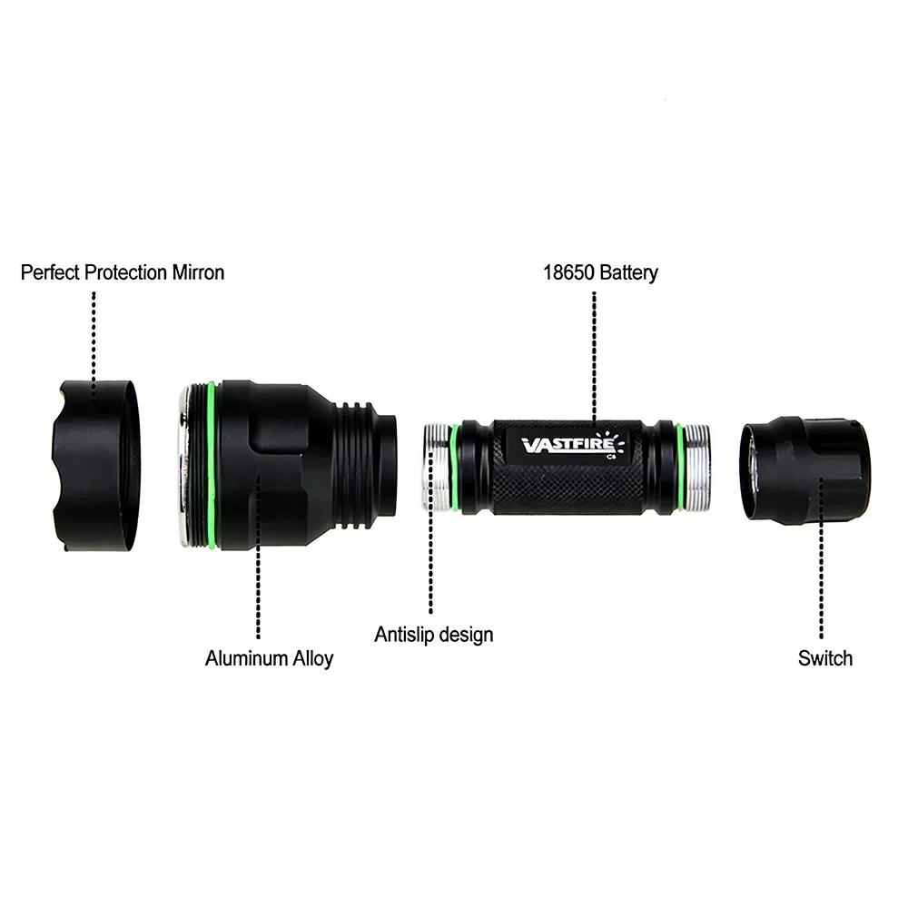 Taktische Taschenlampe 395NM UV / Blaulicht LED UV-Taschenlampe C8 Professionelle 1-Modus-Taschenlampe + 18650 + Ladegerät + Fernschalter – Detail 2