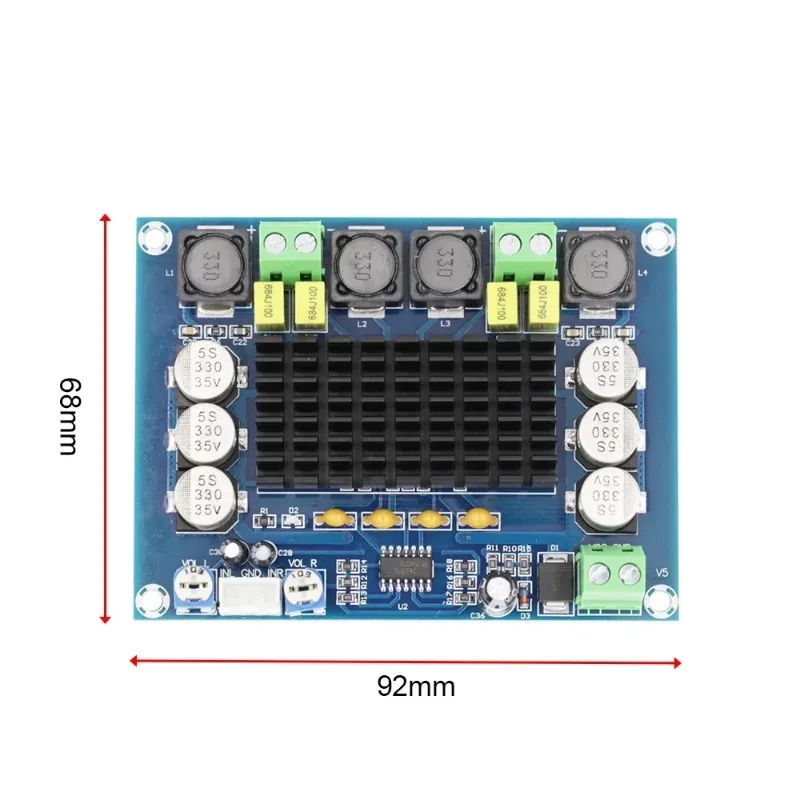 Płytka wzmacniacza audio TPA3116 D2 DC 12V 24V 120W*2, cyfrowy wzmacniacz mocy, dwukanałowy stereofoniczny wzmacniacz subwoofera o dużej mocy, zestaw XH-M543 — zdjęcie produktu 4