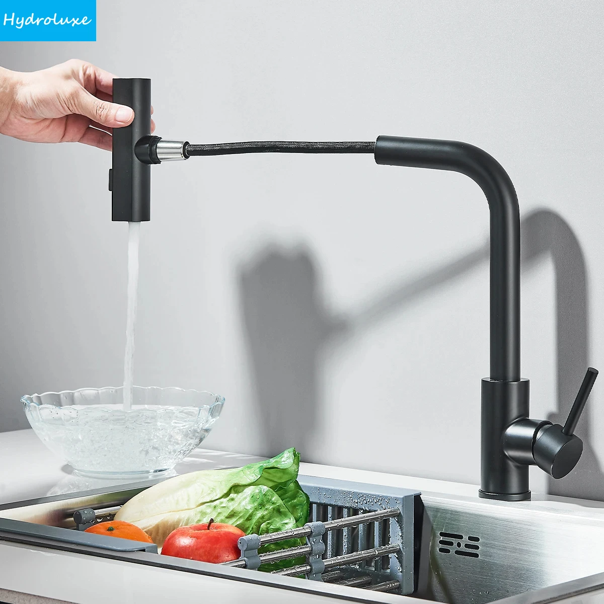 

304 Stainless Steel Kitchen Faucet Single Hole Pull Out Spout Bath Sink Mixer Faucet Flow Spray Head 360 Swivel Cleaning Faucet