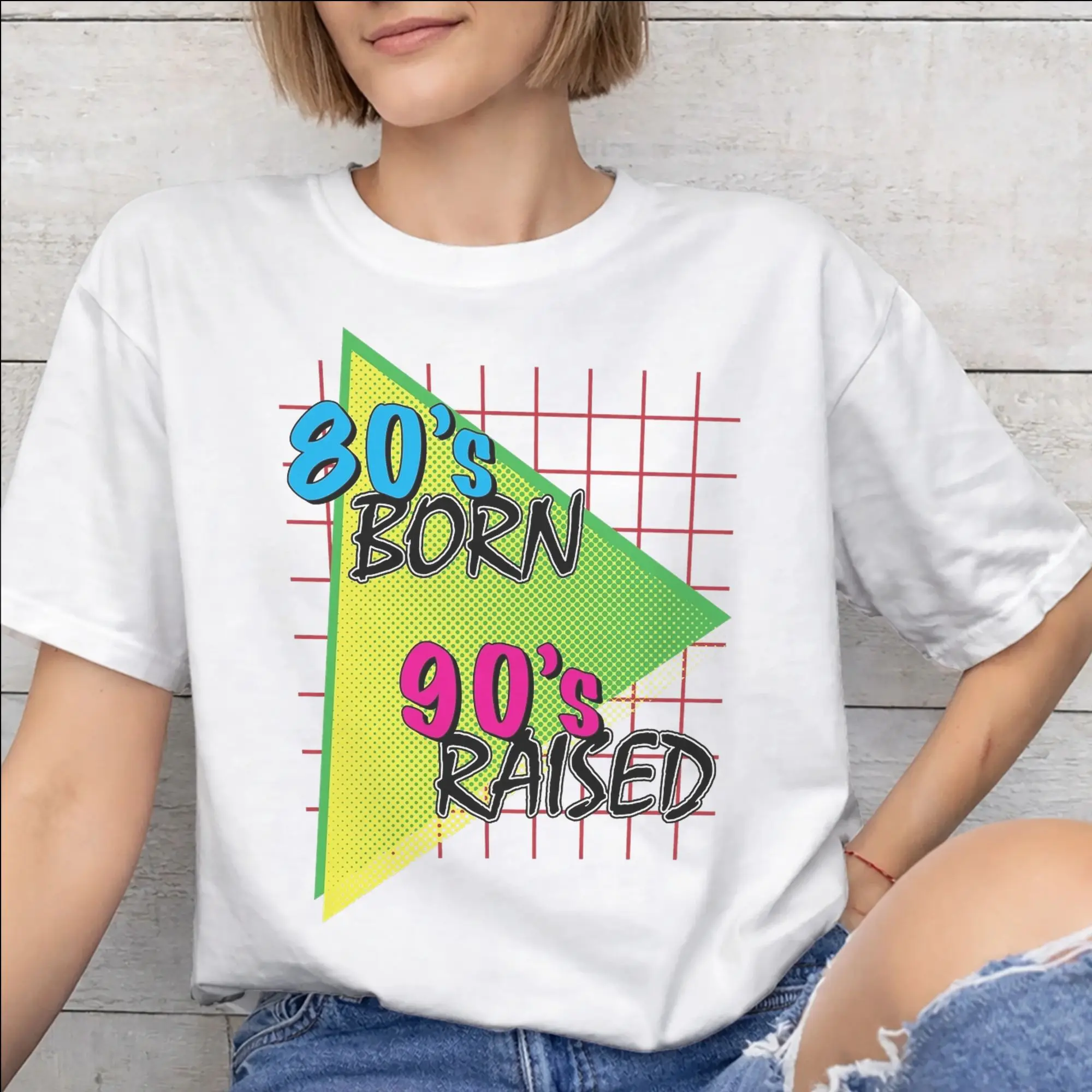 Born In The 80's Raised In The 90's Graphic Printing T Shirt for Men Women  Pure Cotton  Tee Shirt Clothes