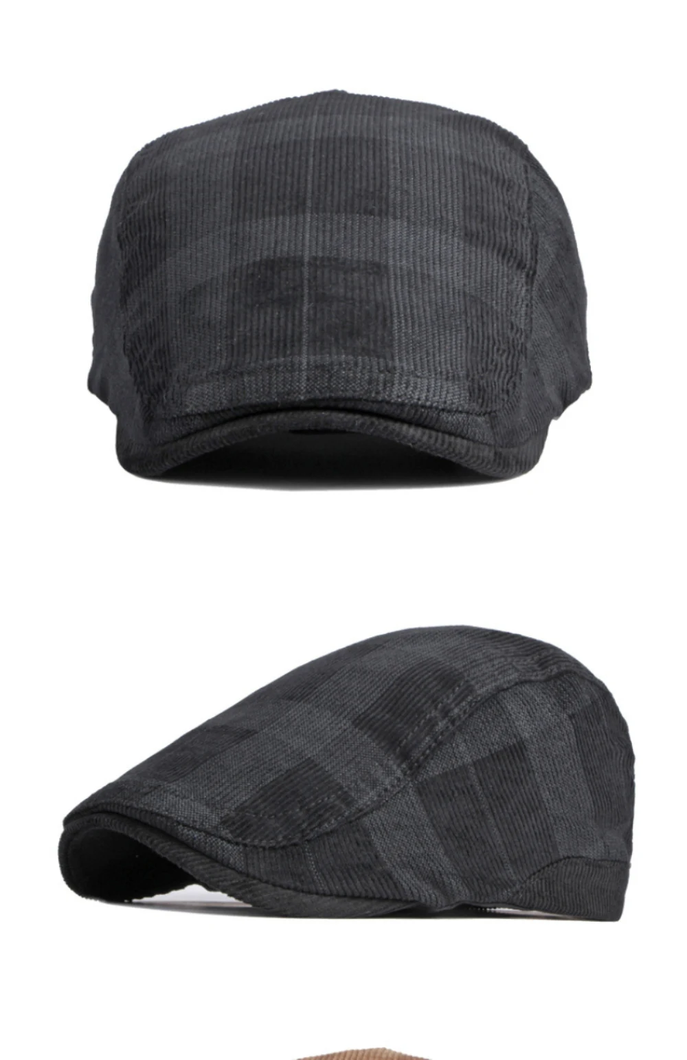 HT4610 Herren- und Damen-Baskenmütze, Vintage-Künstlermütze, karierte Baskenmütze, verstellbare Ivy-Flatcap für Männer und Frauen, Cord-Baskenmütze für Frühling und Herbst – Detail 8