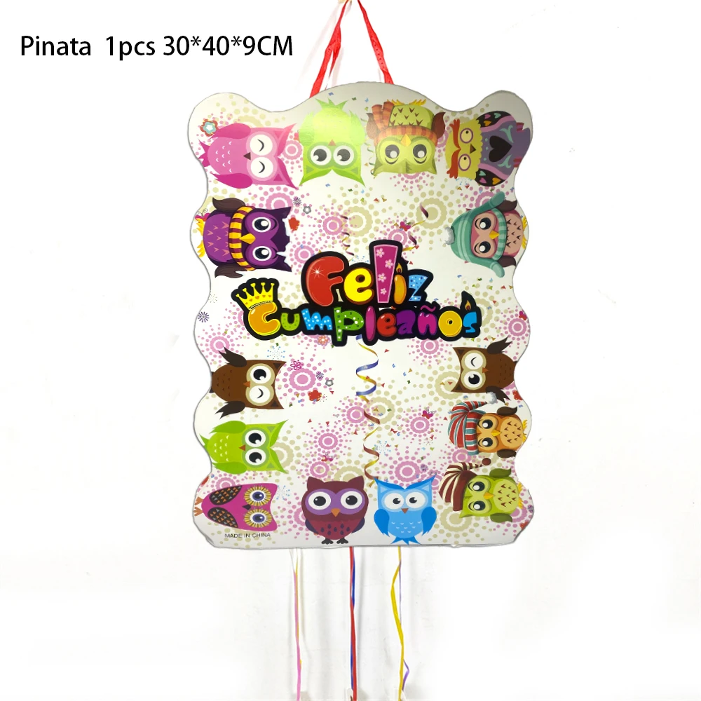 1 pz/lotto Cute Smiling Face Cake Owl Party Time Balloons Dessert Happy Birthday piecata Event Party Decorations fai da te Pinata