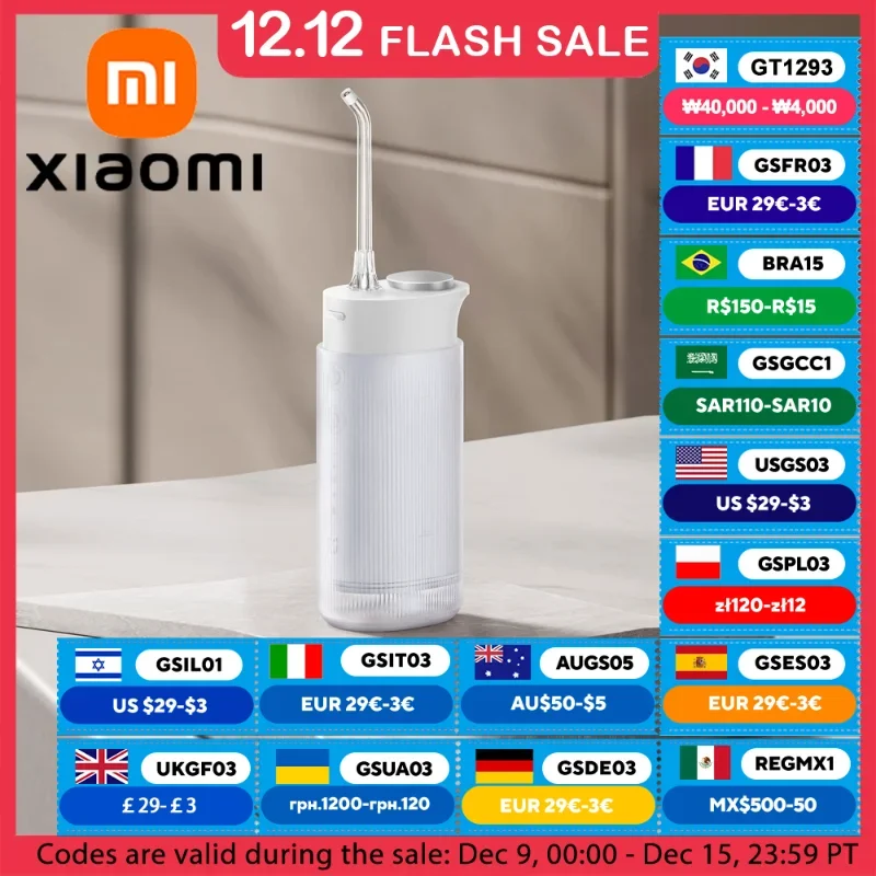 XIAOMI MIJIA Oral Irrigator F400,Portable Cordless Water Dental Flosser Teeth Pick,4 Mode,200ml Water Tank,Electric Waterflosser