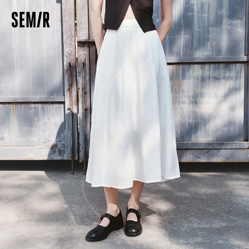 

Semir Skirt Women Elastic Waist Relaxed 2025 New Summer Textured A-Line Skirt for Stylish Outfits