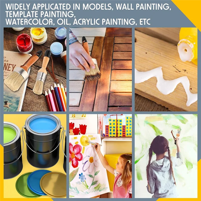 ABDE-11Pcs Chalk Stencil Brushes Set Wooden Handle Template Brushes For Chalk Paint Stencil Projects Furniture DIY Art Crafts