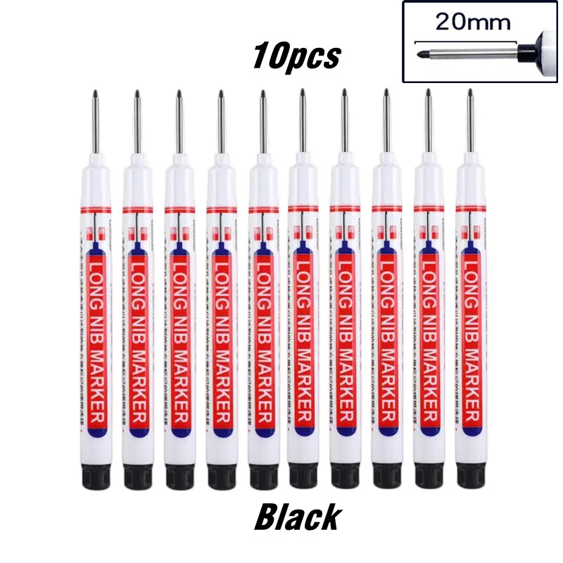 10 stks/set 20mm Diep Gat Lange Nib Hoofd Marker Voor Metalen Perforeren Pen Waterdichte Badkamer Houtbewerking Decor Multifunctioneel gereedschap