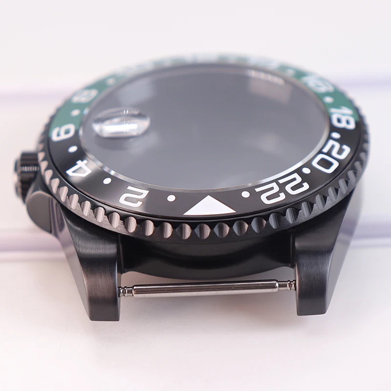 40mm Schwarzes Uhrengehäuse Saphirglas für Seiko NH35 NH36 NH34 NH38 ETA 2824 Miyota 8215 Uhrwerke 28,5mm Zifferblatt GMT Zweifarbige Lünette – Detail 8