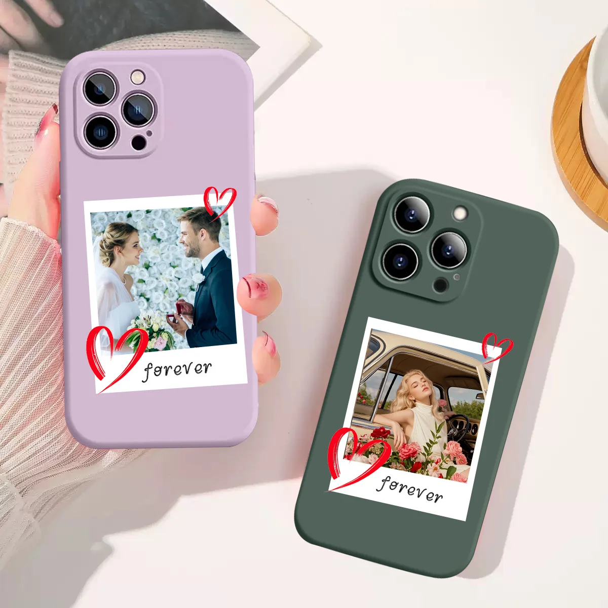 DIY Couple Customized Photo TPU Soft Case For iPhone 16 15 14 13 12 11Pro Max Mini SE 2020 2022 XS XR 6 6s 7 8 Plus back cover view 4