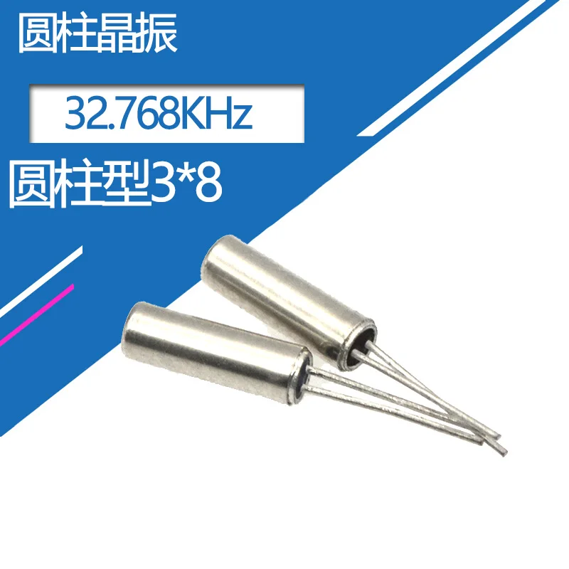 10pcs 3*8mm Crystal Cylinder Quartz Resonator 32.768khz 32.768m 2pin 3x8mm
